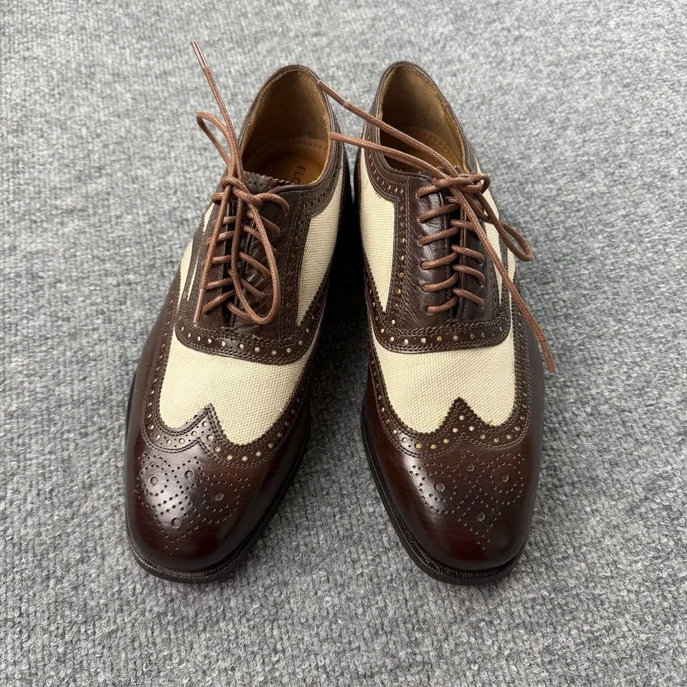 Florsheim Limited Spectator‎ Wingtip Oxford Shoes Mens 7D Brown Cream
